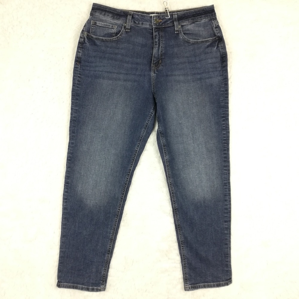 M Jeans Maurices Womens High Rise 90's Tapered Blue Denim Medium‎ Wash Short 16S